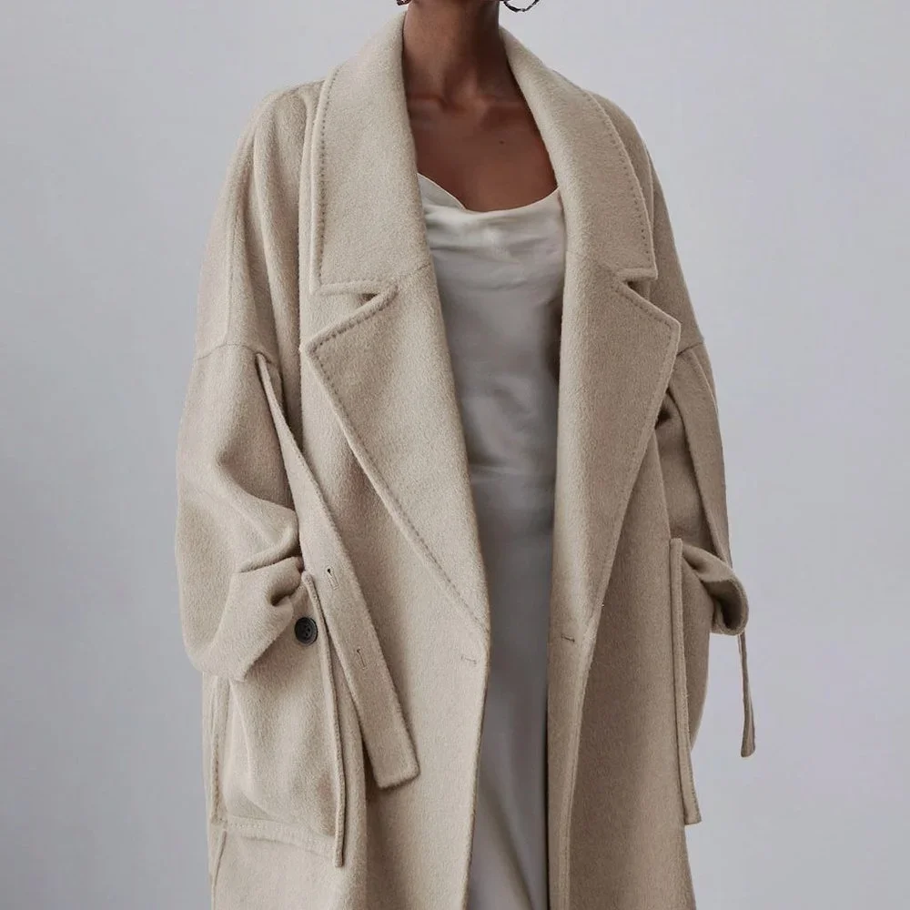 BNWOT | SILK MAISON Patch Pockets Oversized Wool Coat - Picture 4 of 6